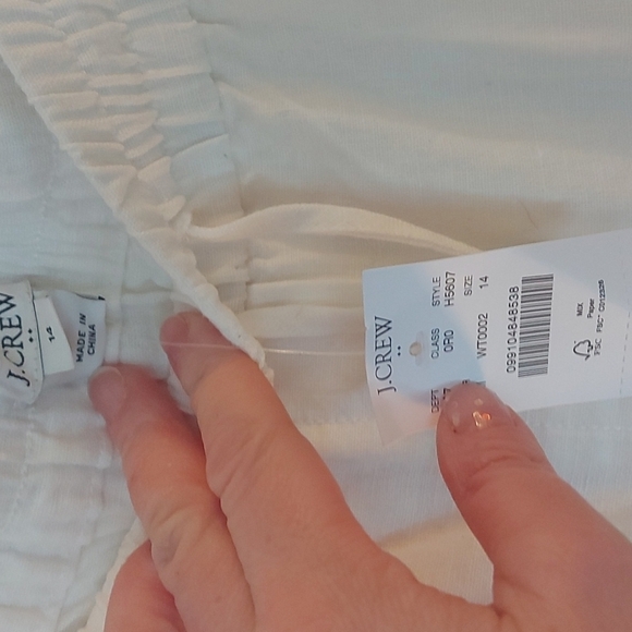 NWT J Crew Linen Blend Elastic/Drawstring Waist Pants Ivory Size 14 - Picture 4 of 7